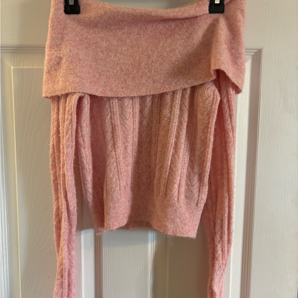Pink Off-Shoulder Women Sweater